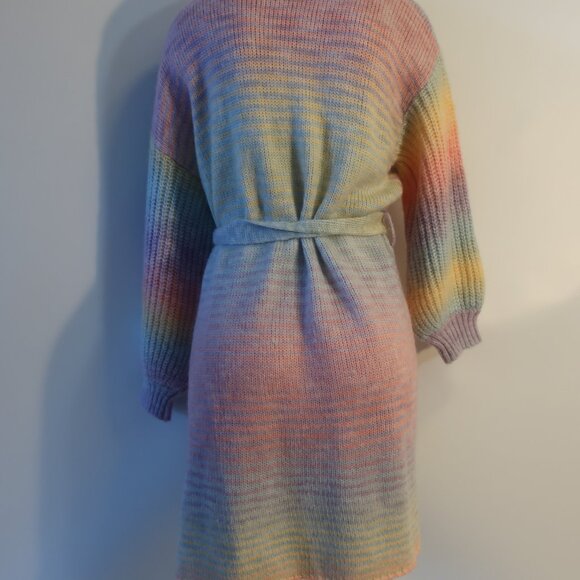 Womens Shag Boutique Multicolor Ombre Belted Cardigan Sweater O/S - Picture 5 of 7